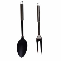 Set utensili da cucina acciaio inox forchettone e cucchiaio mai usato
