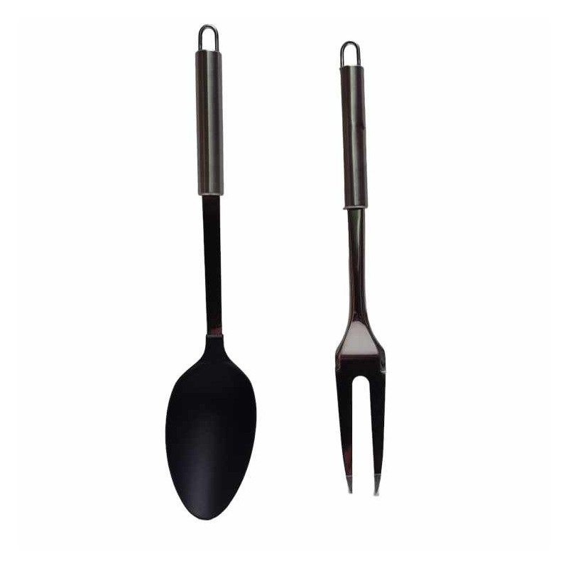 Set utensili da cucina acciaio inox forchettone e cucchiaio mai usato