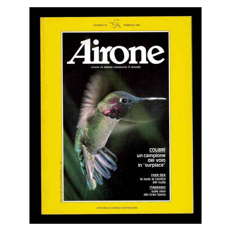 Airone n.58 febbraio 1986 colibrì un campione del volo in surplace