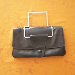 Pochette pelle con tasca interna ed esterna anni 70