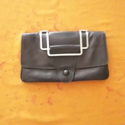 Pochette pelle con tasca interna ed esterna anni 70