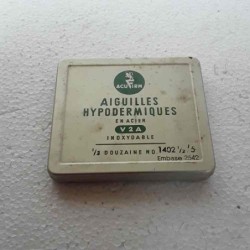 Scatola latta Aiguilles Hypodermiques 5 aghi Acufirm vintage