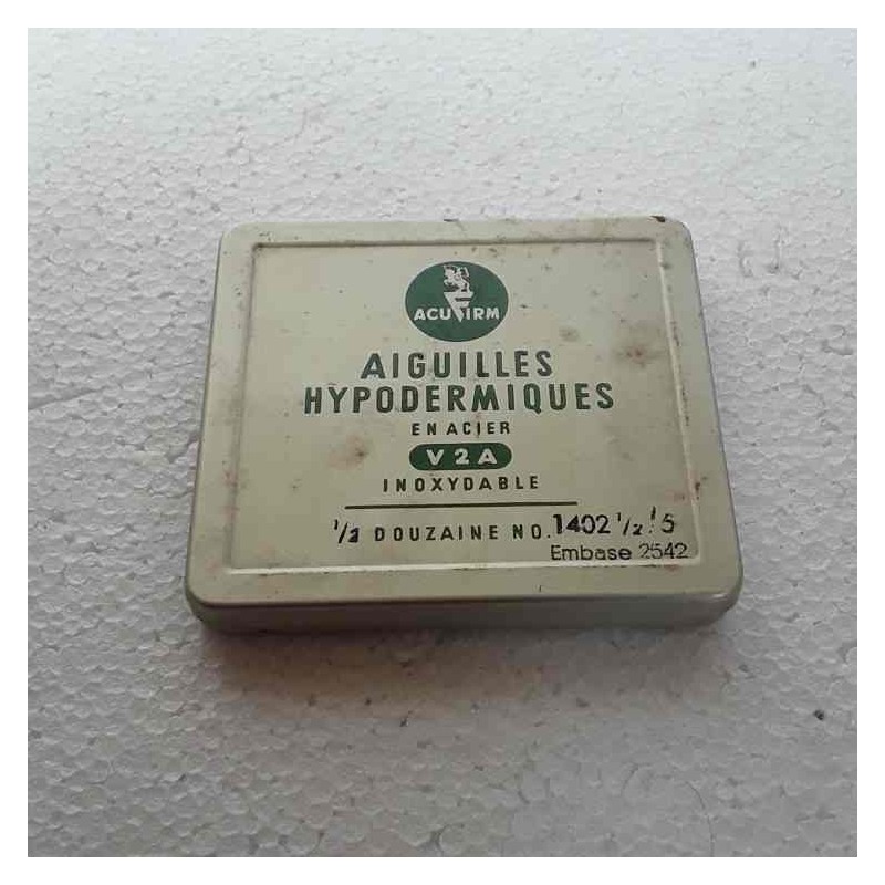 Scatola latta Aiguilles Hypodermiques 5 aghi Acufirm vintage