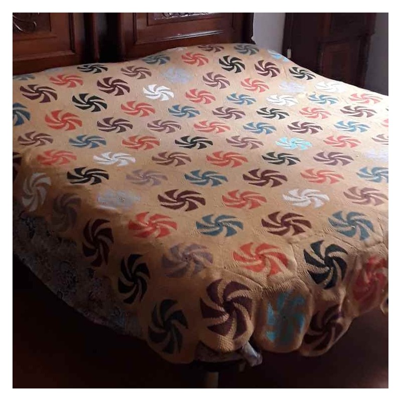 Coperta letto matrimoniale ad esagoni anni 70