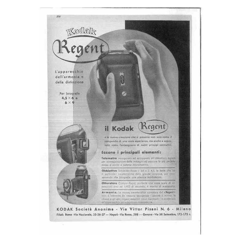 kodak Regent Con telemetro, obbiettivo e otturatore