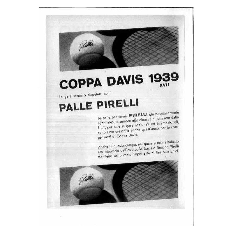 Pirelli palle da tennis Coppa Davis 1939