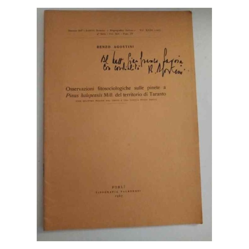 Ossevazioni fitosociologiche sulle pinete di Taranto di Agostini Renzo