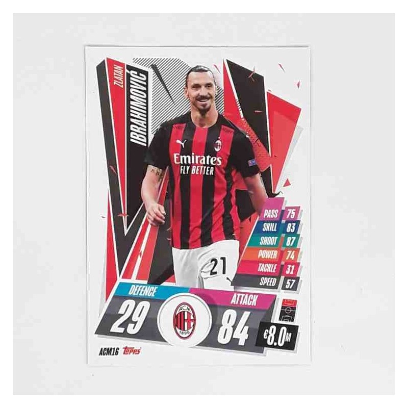 Match Attax Champions League Topps 2020 Zlatan Ibrahimovic AC Milan ACM16