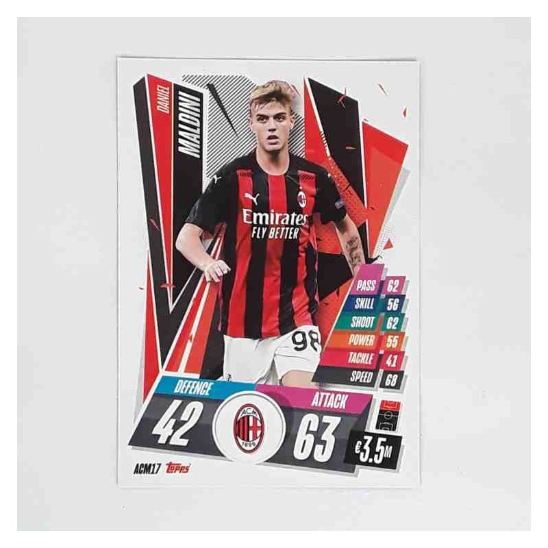 Match Attax Champions League Topps 2020 Daniel Maldini AC Milan ACM17