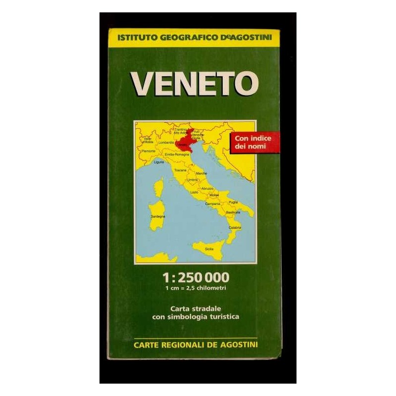 Depliant Veneto carta stradale scala 1:250.000 anni 80