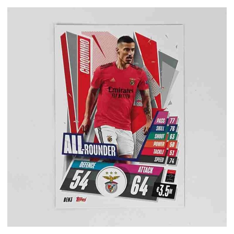 Match Attax Champions League Topps 2020 Chiquinho SL Benfica BEN3