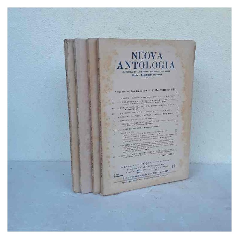 Nuova Antologia rivista di lettere scienze ed arti 1910 fascicolo 929 932 Completa
