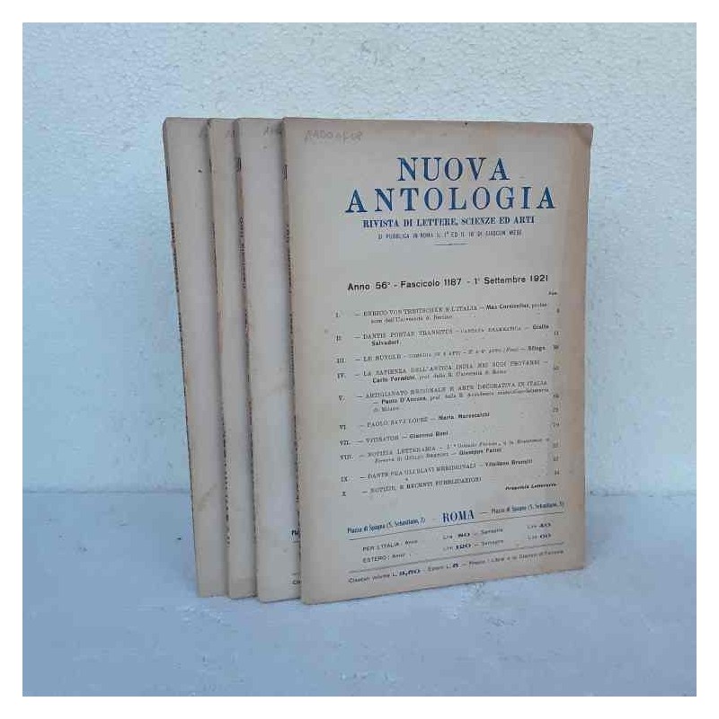 Nuova Antologia rivista di lettere scienze ed arti 1921 fascicolo 1187 1190 Completa