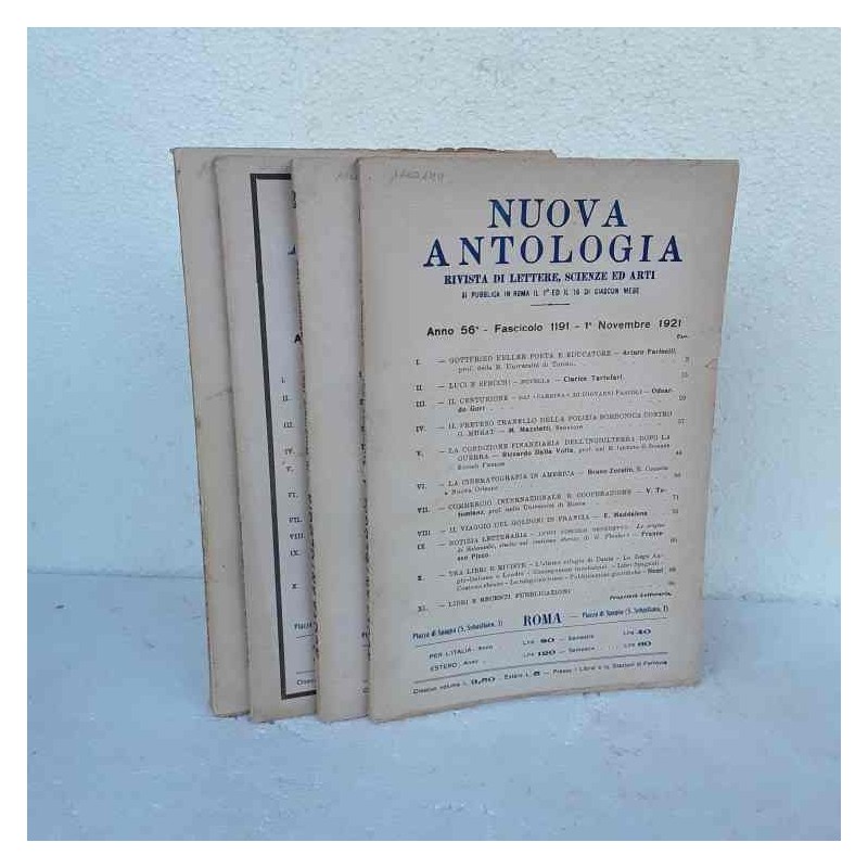 Nuova Antologia rivista di lettere scienze ed arti 1921 fascicolo 1191 1194 Completa