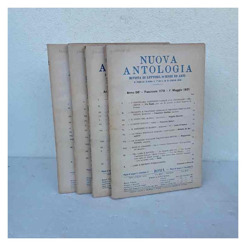 Nuova Antologia rivista di lettere scienze ed arti 1921 fascicolo 1179 1182 Completa