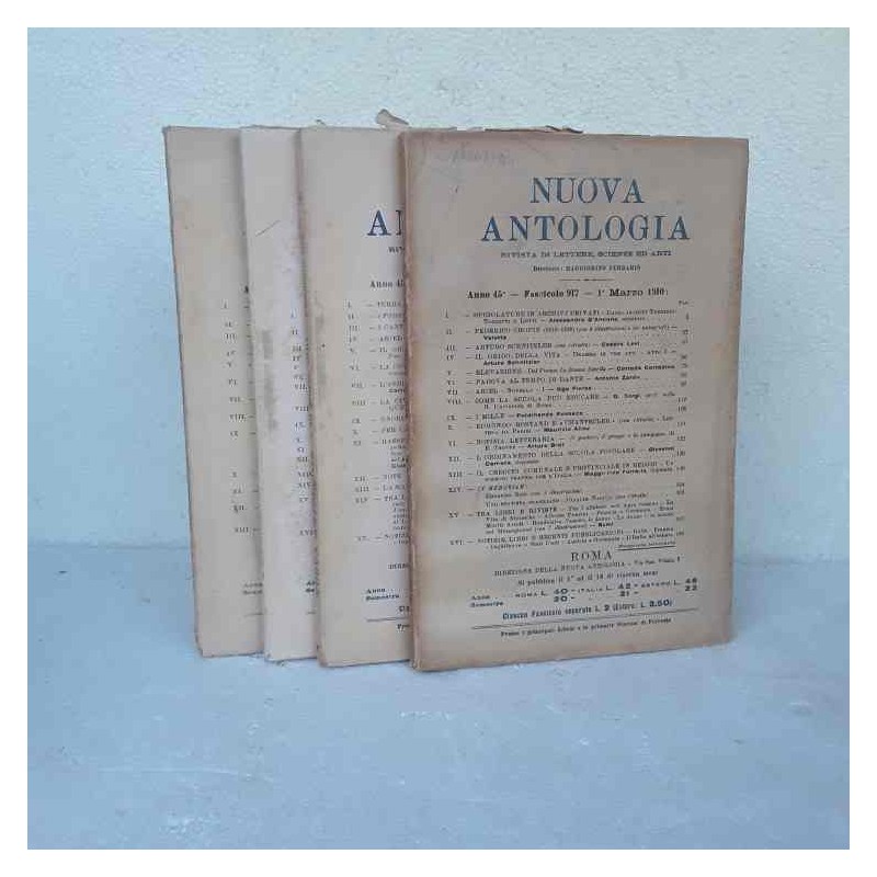 Nuova Antologia rivista di lettere scienze ed arti 1910 fascicolo 917 920 Completa