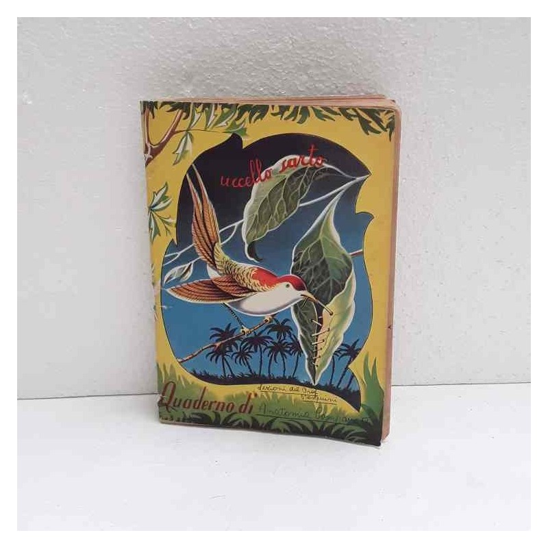 Quaderno scolastico anni 40/50 serie uccelli e pesce uccello sarto