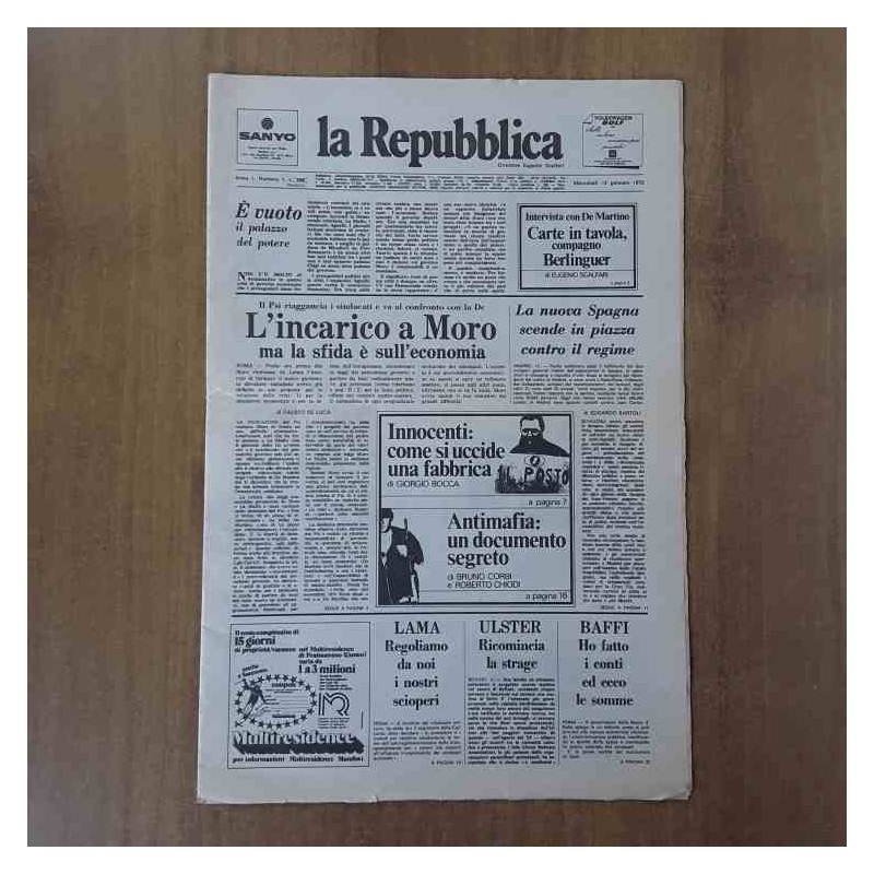 La Repubblica riproduzione anno 1 n 1