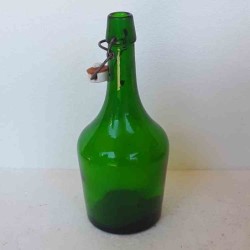 Bottiglia in vetro verde con tappo a chiusura ermetica vintage