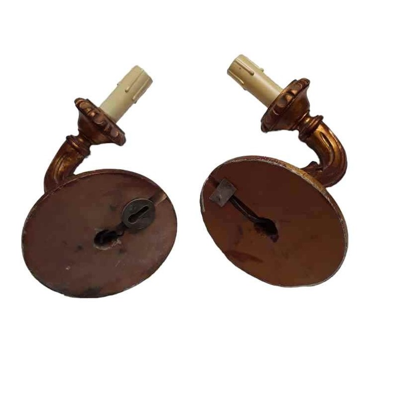 Coppia applique in legno dorato
