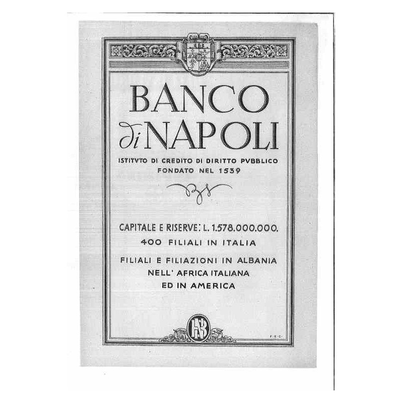 Banco di Napoli Fondato nel 1559 con 400 filiali in Italia