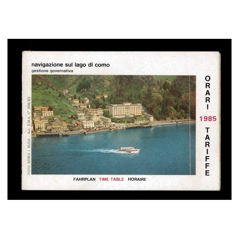 Depliant navigazione sul lago di Como Tariffe 1985