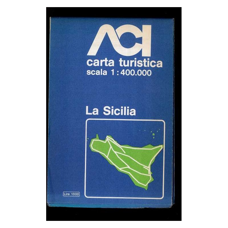 Depliant La Sicilia carta turistica 1:400.000 anni 80