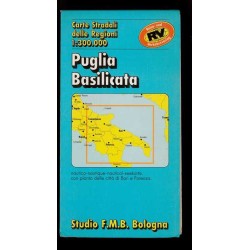 Depliant Puglia Basilicata carta stradale scala 1:300.000 anni 80 Studio F.m.b