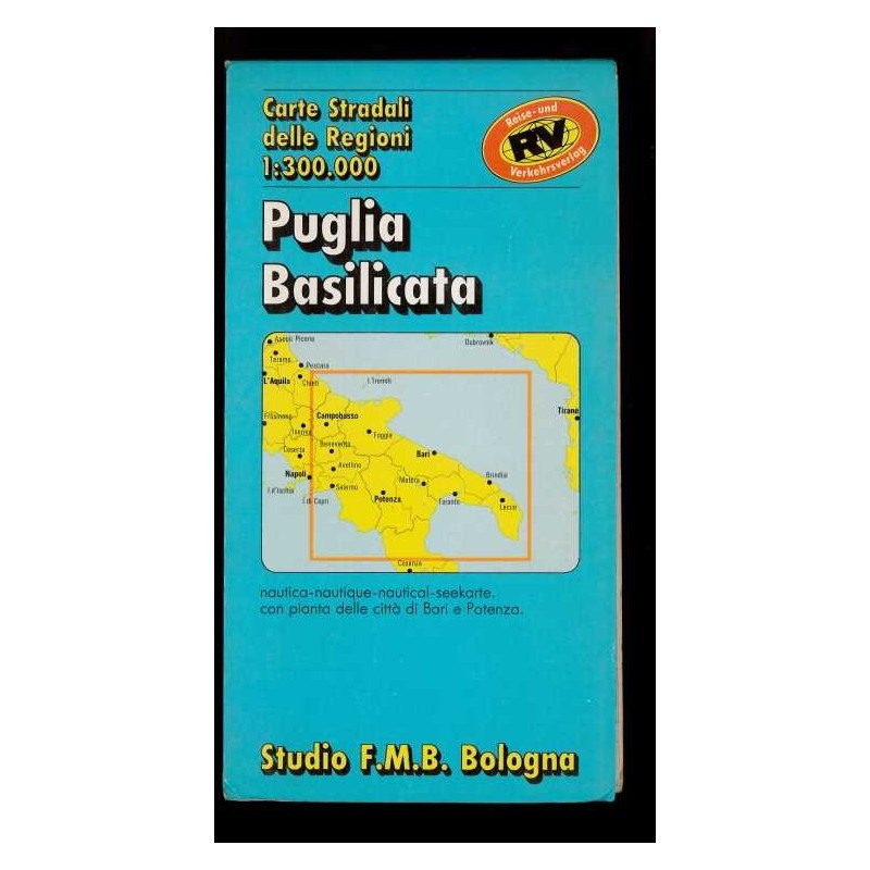 Depliant Puglia Basilicata carta stradale scala 1:300.000 anni 80 Studio F.m.b