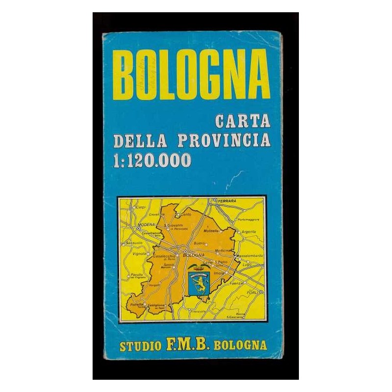 Depliant Bologna carta della provincia 1:120.000 anni 80 Studio F.m.b